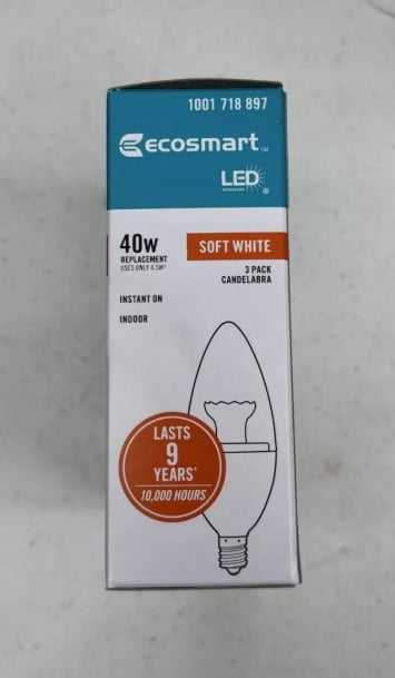 EcoSmart 40-Watt Equivalent B11 Dimmable LED Light Bulb Soft White (3-Pack)