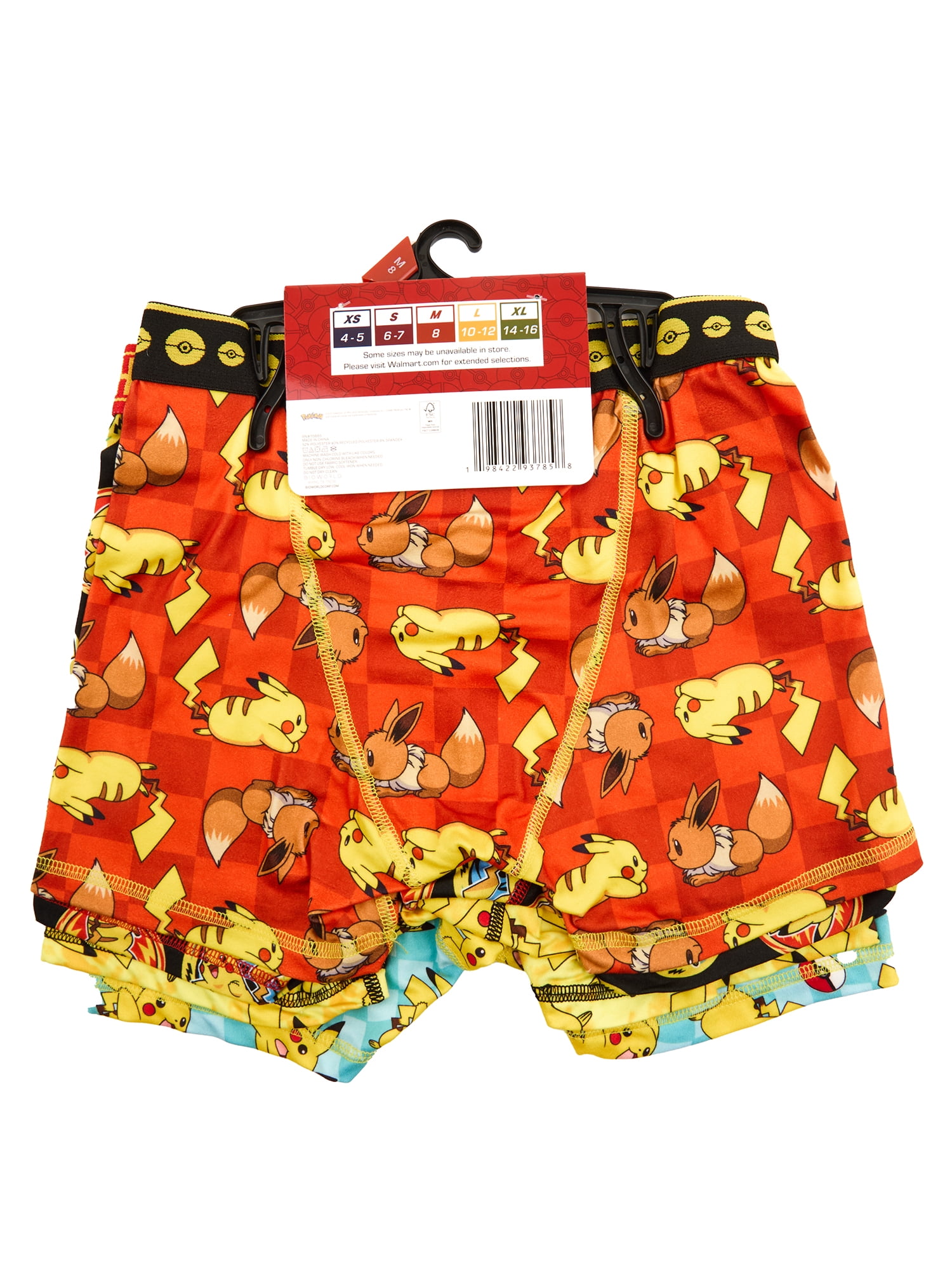 Pokémon Boys Boxer Brief Underwear, 4-Pack, Sizes XS-XL