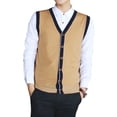 thumbnail image 2 of Toptie Men's V-Neck Slim Fit Casual Suit Vests-Style1 Beige-XL, 2 of 8