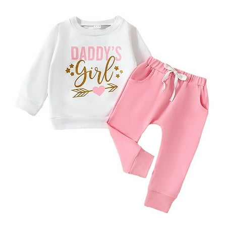 

Gvdentm Kid Girls Boys Pants Clothes Set Long Sleeve Round Neck Sweatshirt Casual Street Trousers Fall Outfits Letter Printing Cotton Blend Z05-White 12-18 Months