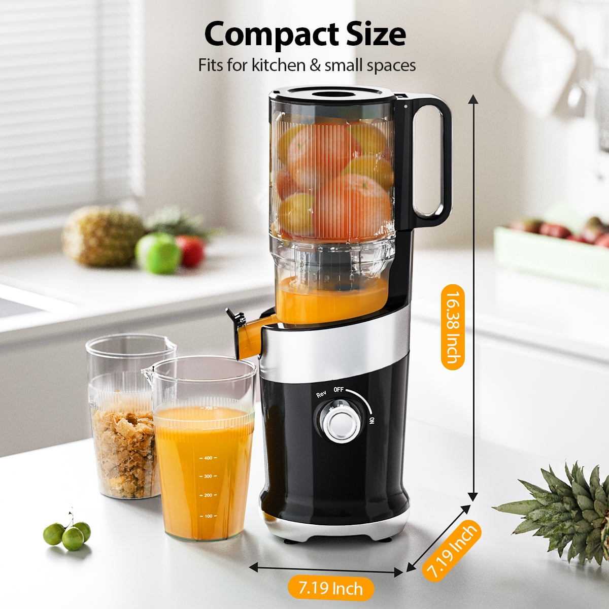 Aeitto Mega4 Cold Press Juicer, Juicer Machines with 4.35" Large Feed Chute for Whole Fruits & Vegetables, Slow Juicer Easy to Clean, Juice Extractor Self Feeding, Easy to Assemble