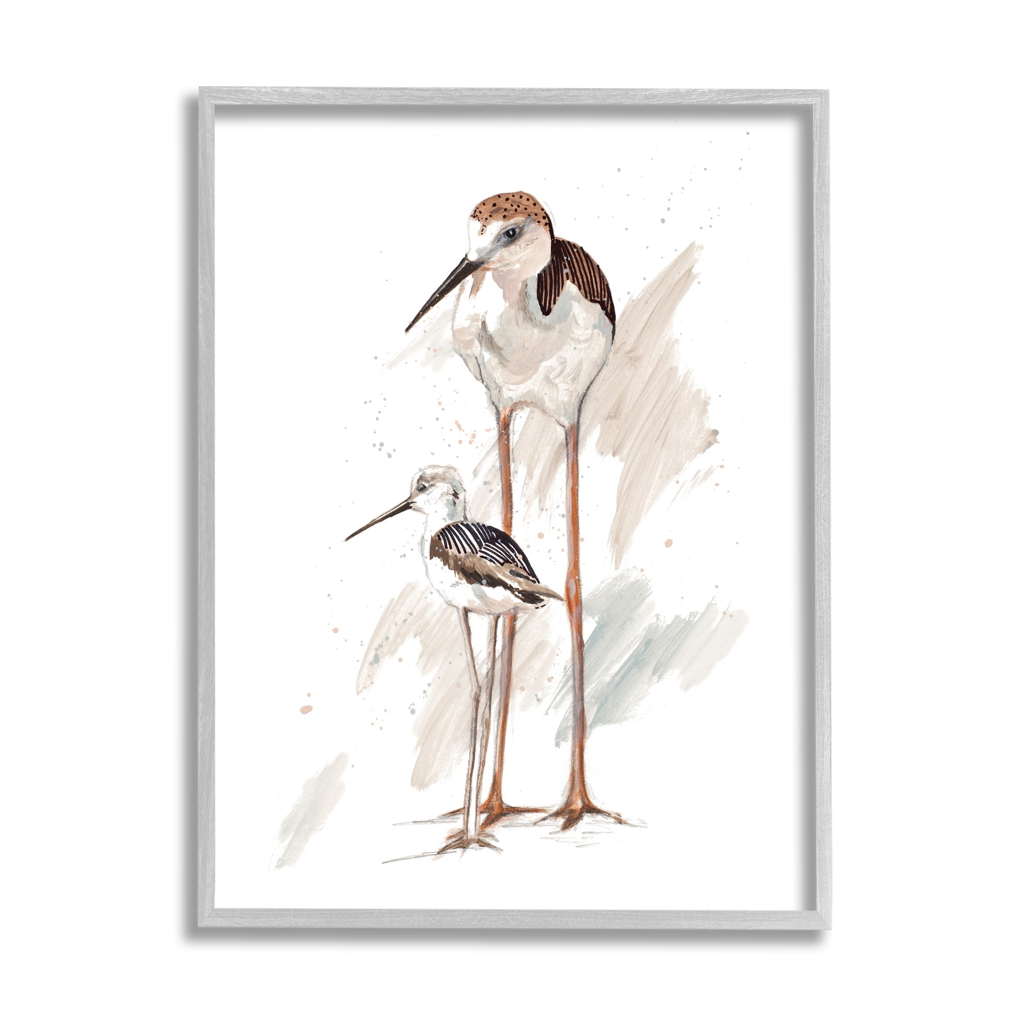 Patricia Pinto Beach Shorebird Pair Nautical Bird Tranquil 24" x 30" Framed Painting Art Print, by Stupell Home Décor