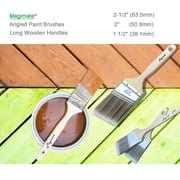 Magimate Wooden Paint Brush Synthetic Bristle Variety Pack, 1-2.5 inch, Flat & Angle Sash, Pack of 5