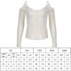 thumbnail image 3 of Apricot L Blusa de manga larga con hombros descubiertos y tela texturizada retro para mujer, camiseta transparente ligera con abertura y cuello en V a la moda de verano, 3 of 8