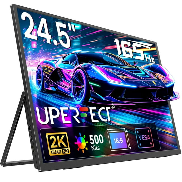 UPERFECT - Monitor portátil IPS Pantalla Mate, con HDMI estándar/Tipo C, Compatible con VESA, Segunda Pantalla para portátil/PC/PS/teléfono/interruptores, con Cubierta Inteligente (2K 165Hz, 24.5