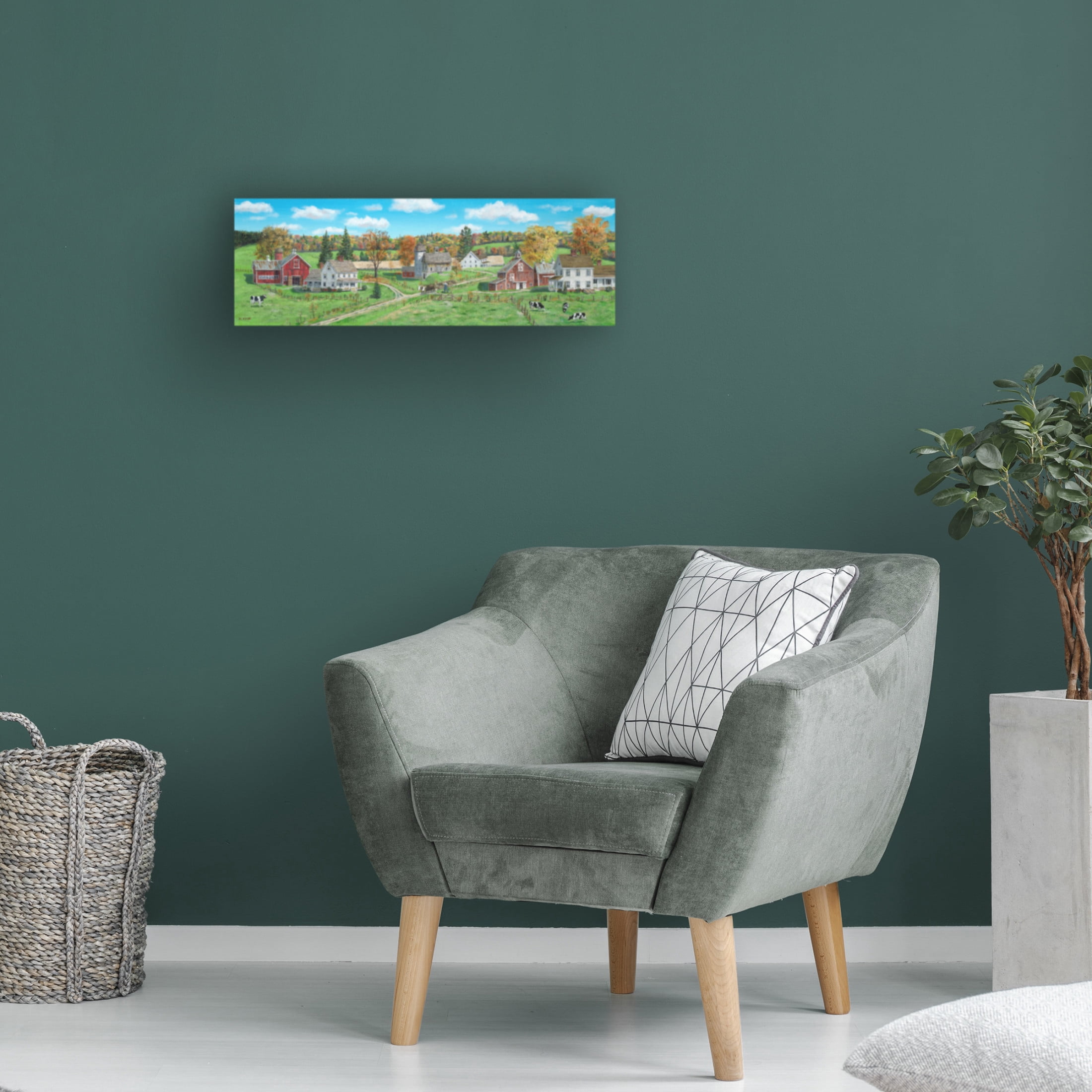 Canvas Wall Art - Bob Fair 'Oxen at Work' Wall Art for Living Room, Bedroom, or Office Décor by Trademark Fine Art - 32 x 10 Inches