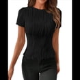 thumbnail image 2 of Camiseta de Verano de Corta con Cuello Redondo para Mujer, Color Negro, Talla XL, 2 of 10