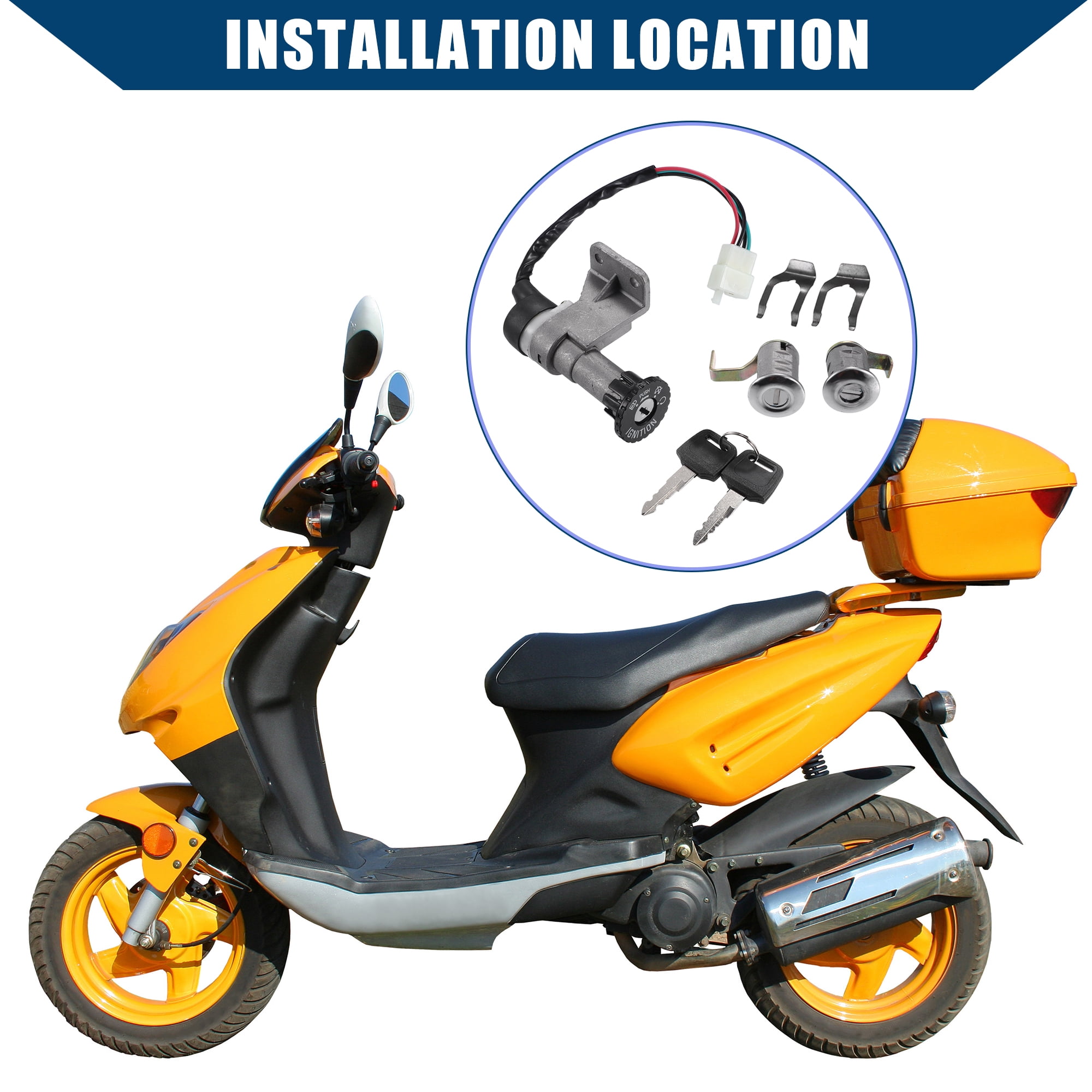 Unique Bargains Ignition Switch Lock Cylinder Panel Lock for GY6 49cc 50cc 125cc 150cc