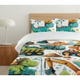 thumbnail image 4 of Ambesonne Dino Duvet Cover Set, Funny Dinosaur Contraction, Calking, Green Orange Seafoam, 4 of 4