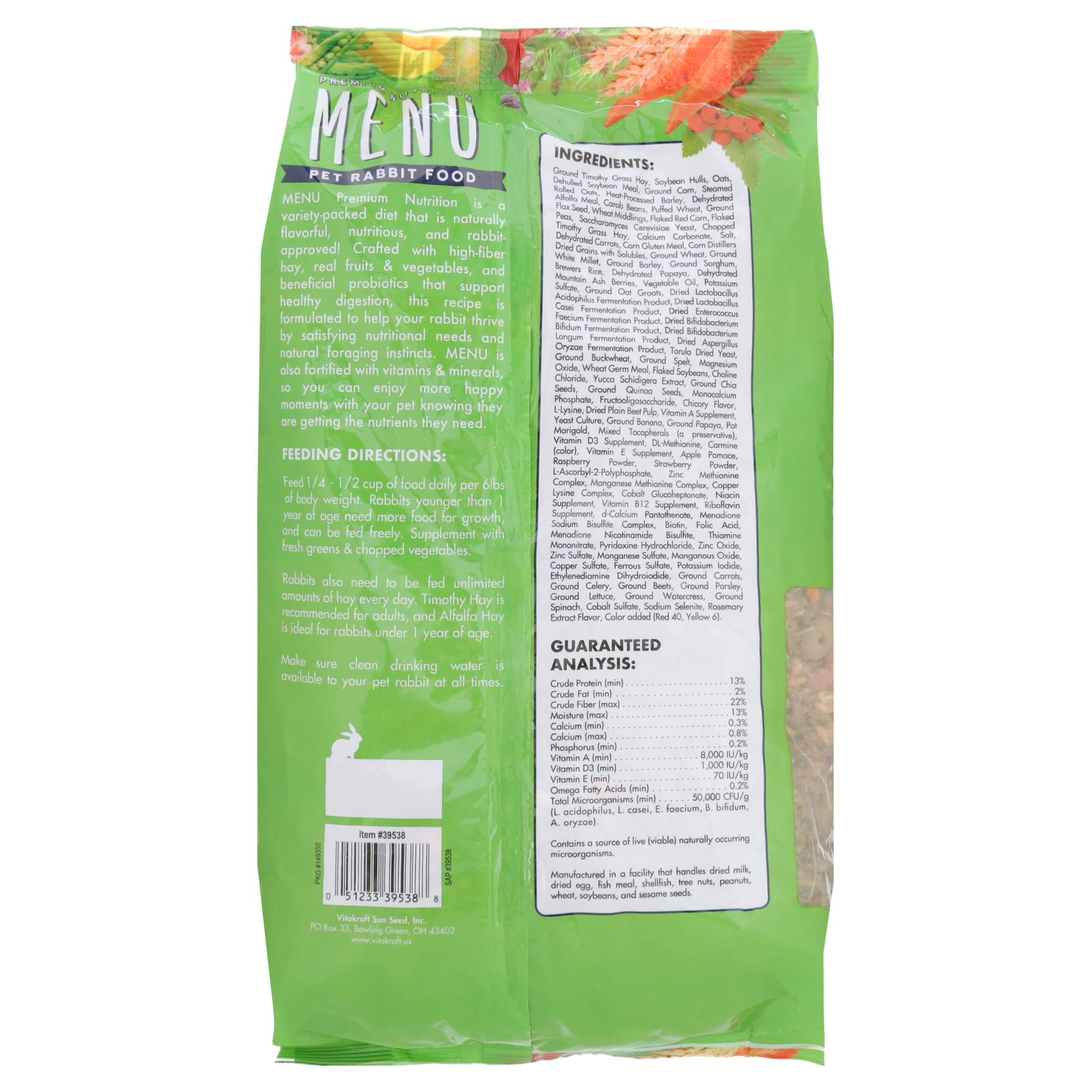 Vitakraft Menu Premium Rabbit Food with Hay & Vegetables photo 2