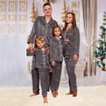 thumbnail image 2 of MEZZALL Women Satin Silk Button Down Pajama Sets Solid Color 2 Piece Sleepwear Loungewear Long Sleeve Lapel Shirts With Pants Family Matching Nightwear, 2 of 6