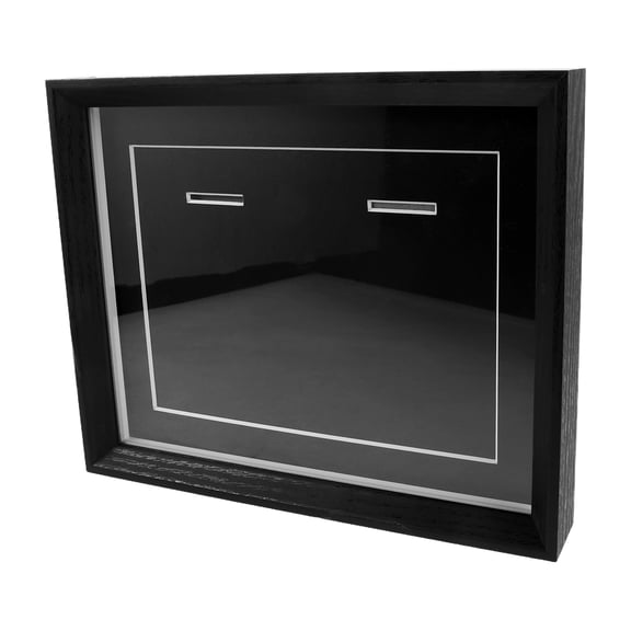 ETEREAUTY Black Wooden Medal Display Stand Wall Mounted Shadow Box Frame for Sports Badges, Pins, and Award Storage