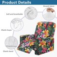 thumbnail image 7 of Jiueut Tropical Palm Leaf Plumeria Print Recliner Chair Cover, Colorful Hibiscus Wear Resistant Furniture Protector Breathable Recliner Chair Slipcover with Pockets for Kids and Pets, 7 of 7