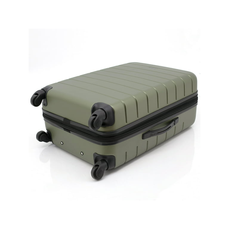 Wrangler 3 Piece Luggage Set with Cup Holder and USB Port, Olive Green 