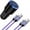 Black+Purple, variant on Hootek Car Charger Dual Port USB Car Charger Adapter 4.8A USB-C Fast Charging 2 Port Car Charger with 2 Pack 6FT Charging Cable Cord Type C Cable Nylon Braided for Samsung Android , Black+Blue