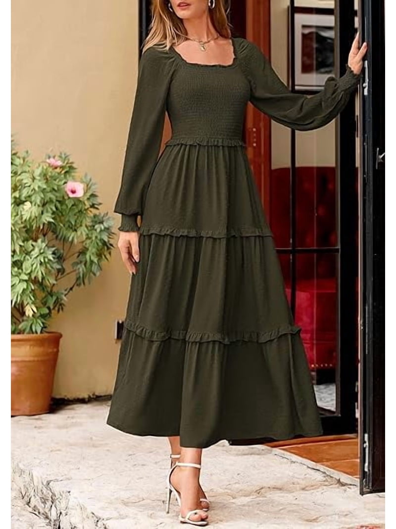 green emerald velvet dress Flowy Half Sleeves Floral Ruffle Tulle Layered Bridesmaid Dresses main image 0
