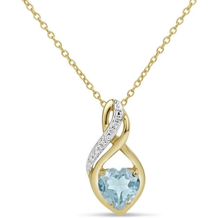 Paraiba Blue Topaz And Round White Topaz Swarovski Genuine Gemstone 18kt Gold Over Sterling Silver Swirl Pendant 18 inches