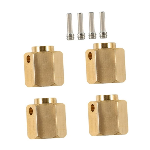 Adaptador hexagonal extendido para rueda (4 unidades), conector extendido de contrapeso de latón, piezas de repuesto para coche RC 1/10, accesorios de 12 mm