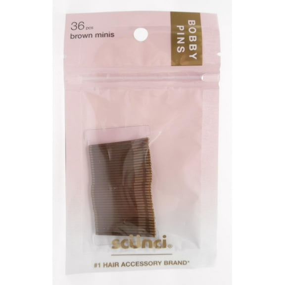 Scunci Hair Accessory Bobby Pins, Brown Minis, 36pcs