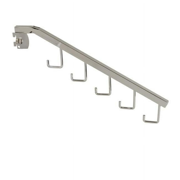 Econoco - TS/5H - President Line Chrome Square Tubing 5-Hook Waterfall Faceout for Surface Mount Standards - Sold in Pack of 24