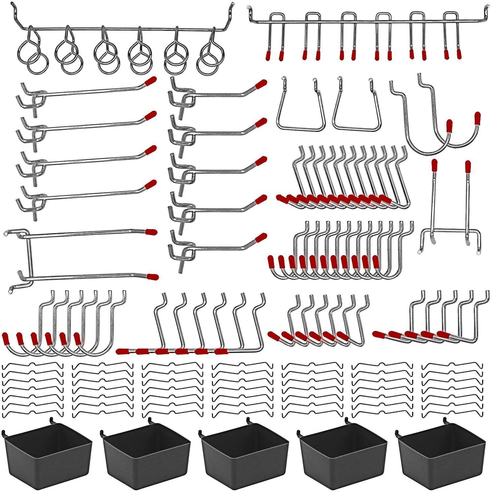 Portable 114pc Pegboard Set with Multiple Size Hook and Bins Home Accessory for Efficient Tool Display