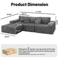 thumbnail image 3 of SEENYOO 112.99" Cloud Couch, L Shaped Sectional Sofa, Plush Corduroy Modular Deep Seat, Upholstered with Right Facing Chaise, No Assembly, for Living Room Bedroom, Gray, 3 of 13