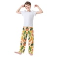 thumbnail image 2 of FORMRS Boys Pajama Pants with Pockets Size 6-8Y Kids Lounge Sleep Bottoms, Green Retro Autumn Leaves, 2 of 8