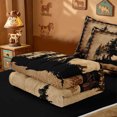 thumbnail image 5 of meiyoeat Vintage Deer Silhouette Zipper Twin Comforter Sets with Fitted Sheet and 2 Pillowcases, Rustic Paw Print Zipper Bedding Set For Boys Kids,Black Reversible,4-Piece, 5 of 7
