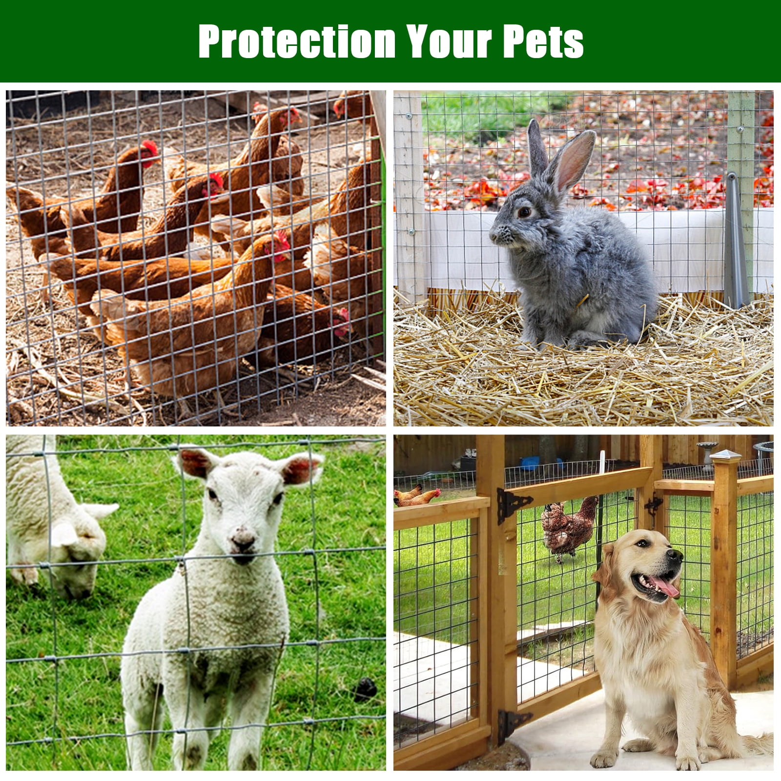 Accreate Hardware Cloth Chicken Wire Fence Galvanized Steel Mesh Rolled Fencing for Garden Supports Poultry Netting Cage Snake Fence Tree Guard