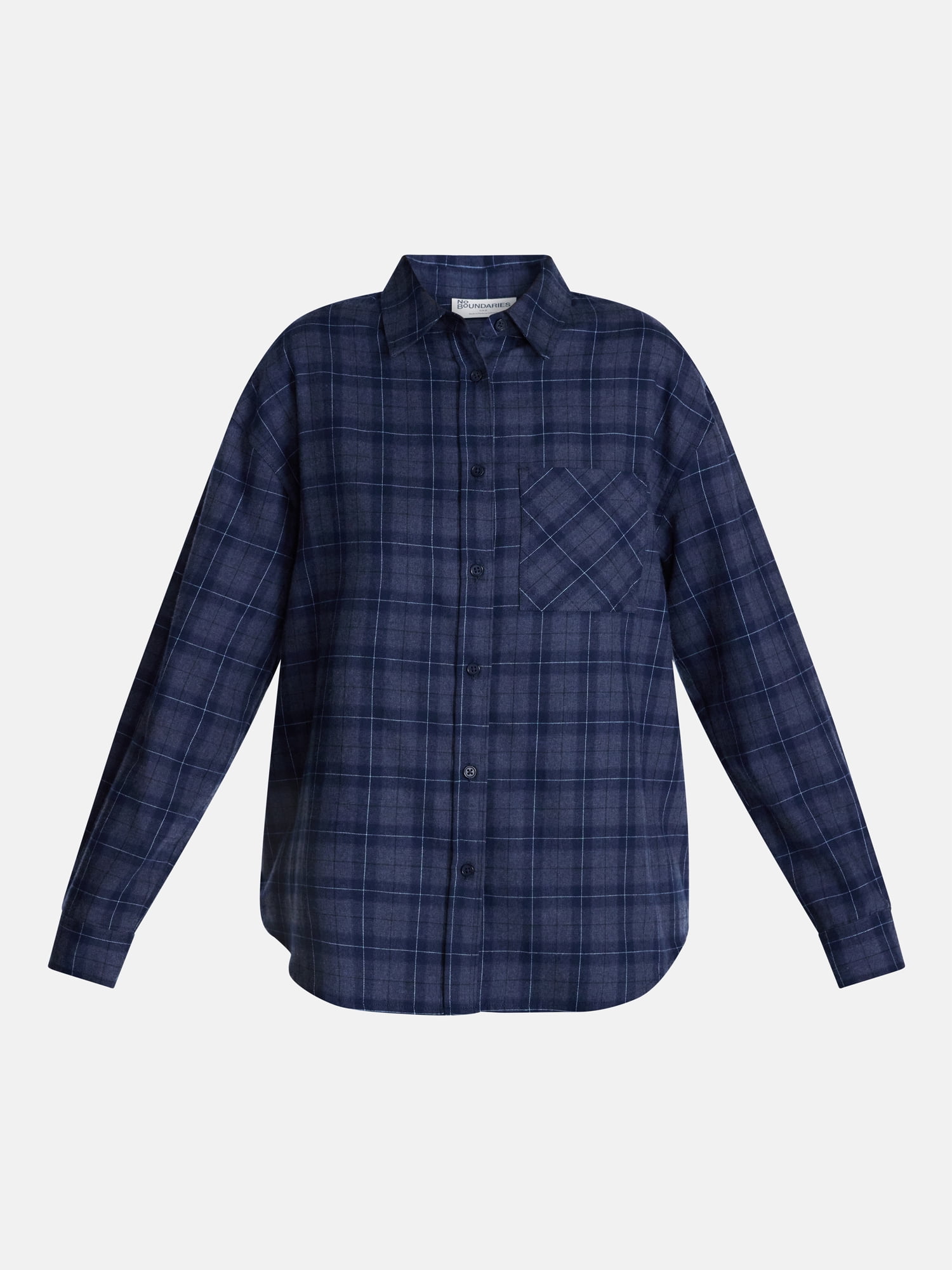 No Boundaries Flannel Cotton Shirt, Women's XXS-XXL