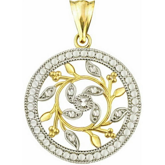 US GOLD 10kt Gold Diamond-Cut Leaf Charm Pendant