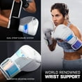 thumbnail image 5 of Hayabusa T3 Boxing Gloves for Men and Women Wrist and Knuckle Protection, Dual-X Hook and Loop Closure, Splinted Wrist Support, 5 Layer Foam Knuckle Padding - White/Iridescent, 12 oz, 5 of 6