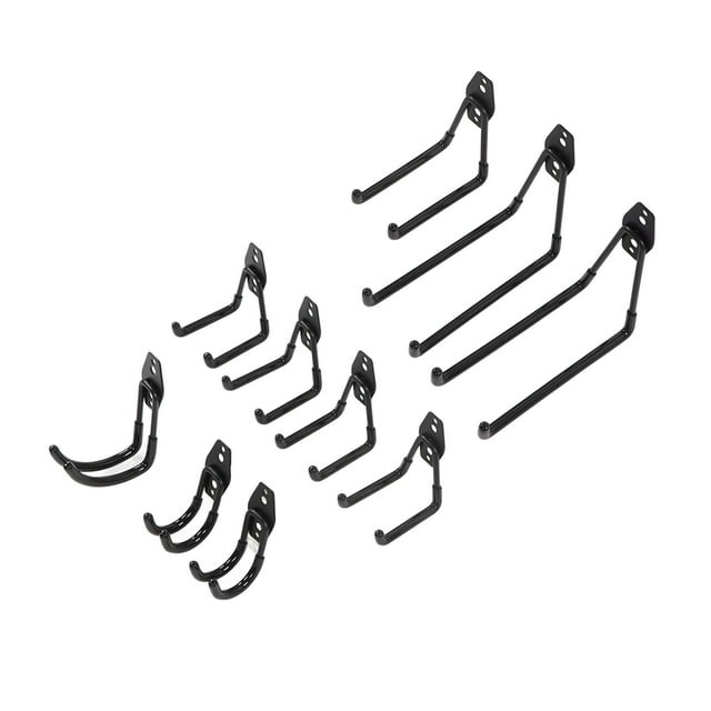 Wall Mount Hook, Large Load Bearing Soft Coating Garage Double Hooks U And J Type For Organizing Garden Tools