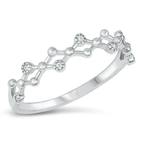 All in Stock Clear Cubic Zirconia DNA Womens Ring 925 Sterling Silver Size 5
