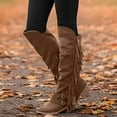 thumbnail image 2 of Pandaie Women's Over Knee High Boots Retro Fringe Riding Long Boots Chunky Heel Tassel Casual Winter Shoes Brown 8.5, 2 of 8