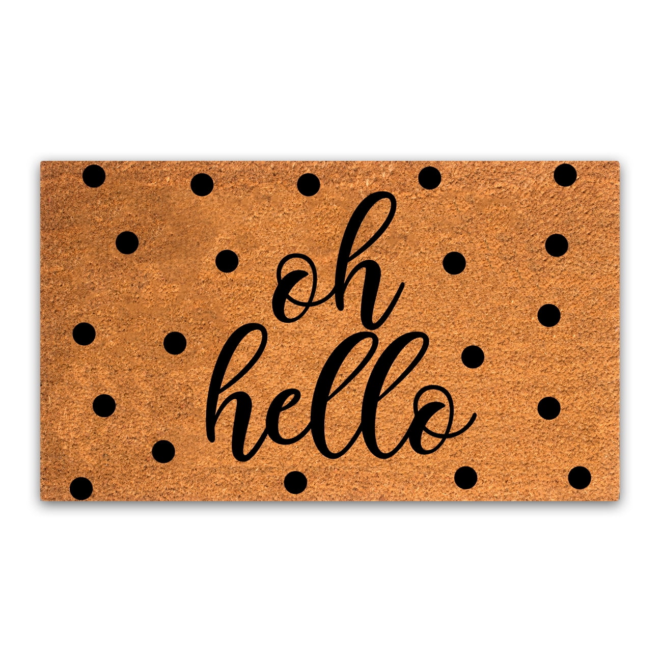 Pile Height: 0.6-Inches Hello There Size: 17-Inches x 30-Inches Perfect Color/Sizing for Outdoor/Indoor uses. Pure Coco Coir Doormat with Heavy-Duty PVC Backing