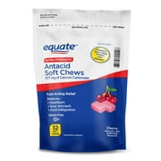 Equate Ultra Strength Antacid Soft Chews for Heartburn and Indigestion Relief, Cherry, 32 Soft Chews
