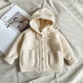 thumbnail image 3 of RXMEKW Childrens Solid Color Knitted Cardigan Sweater Versatile for Spring And Winter with a Hooded Hood, 3 of 7