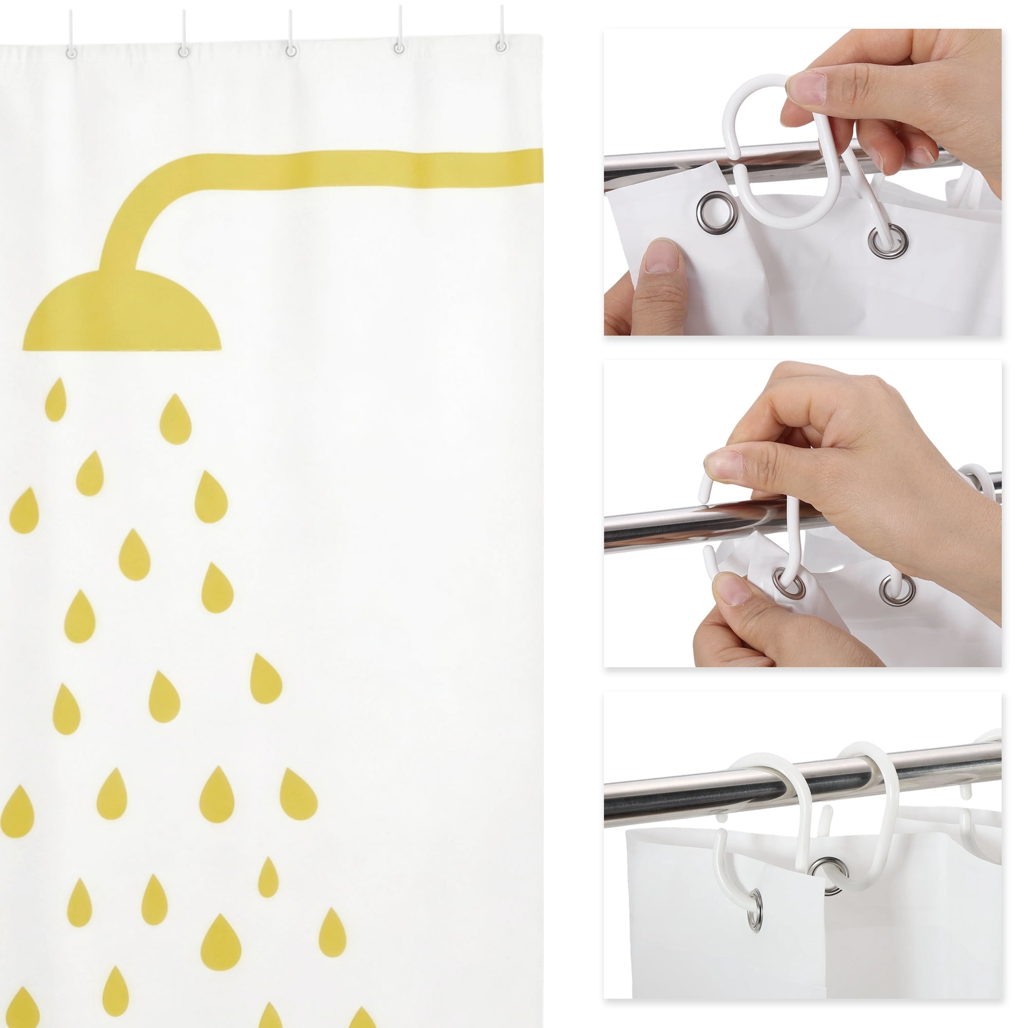 Unique Bargains Durable Waterproof Pattern Design Shower Curtain 70.87x70.87