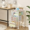 thumbnail image 2 of Rolling Utility Cart with 3 Drawers, Craft Organizer and Storage with DIY Divider, Lockable Wheels, Multi-Functional Storage for Art Supplies, Store for Brushes & Paints & Artifacts,White, 2 of 16