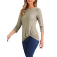 thumbnail image 4 of INSPIRE CHIC Twist Knot Shirt for Women's Round Neck Comfy Casual 3/4 Sleeve Loose Tops, 4 of 5