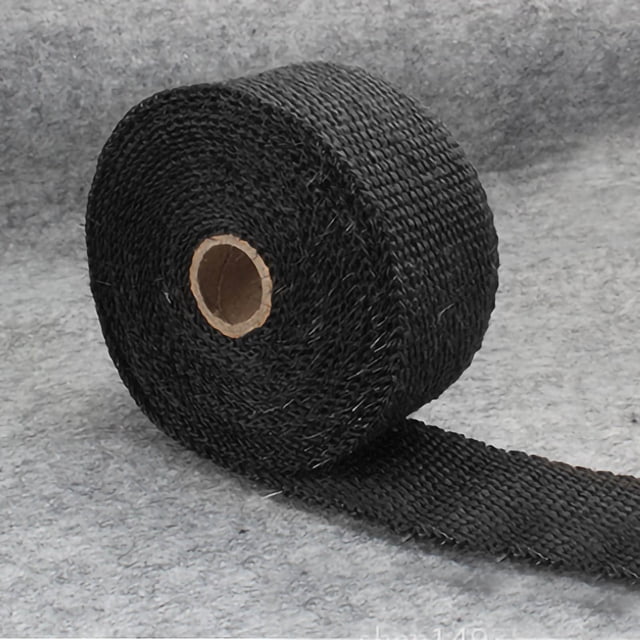 Rollo de envoltura térmica para escape de motocicleta, resistente a altas temperaturas, cinta aislante acústica para tubo de escape de motocicleta, 5 mm x 50 mm x 5 m (0,2 x 2 x 5,5 yd), color negro.