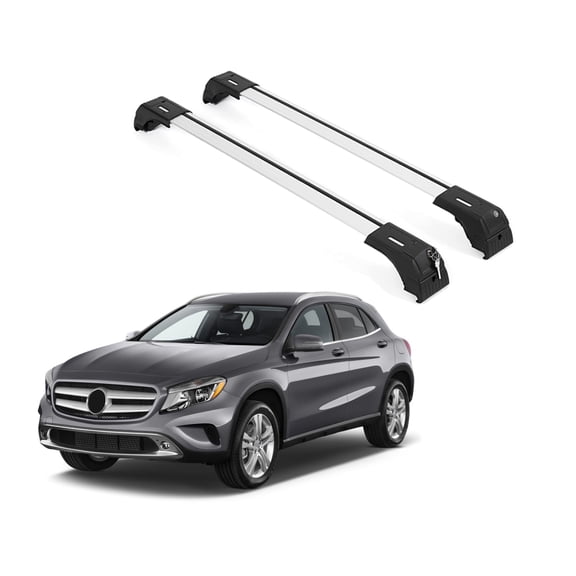 ERKUL Roof Rack Cross Bars Fit Mercedes GLA 250 2014-20 Aluminum Lockable Silver