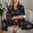 thumbnail image 6 of Honeii Card Suits print Women's Pajama Sets Long Sleeve Button Down Sleepwear Nightwear Soft Pjs Lounge Sets-Medium, 6 of 7