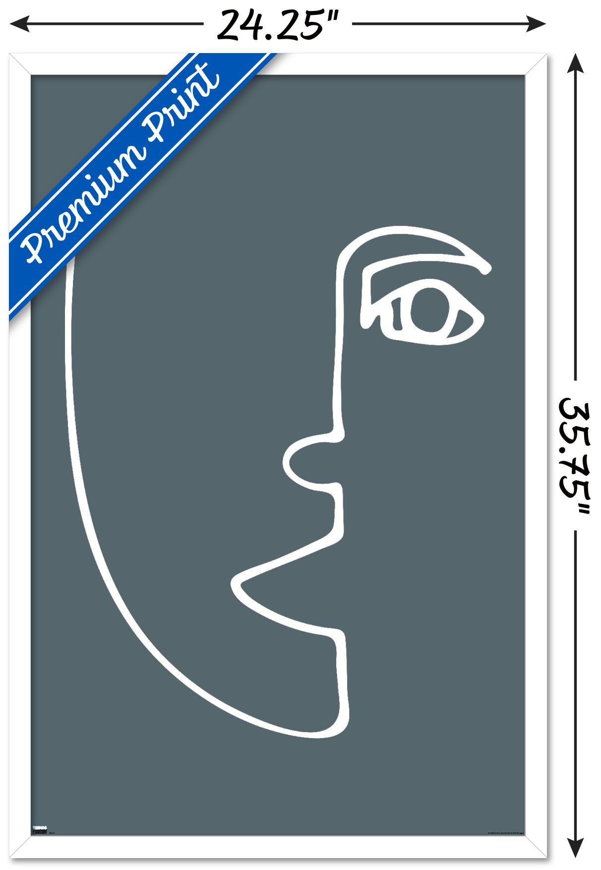 Line Art - Face Wall Poster, 22.375" x 34", Framed