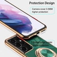 thumbnail image 5 of for Galaxy S22 Ultra Case with Ring, Built-in Rotation Finger Ring Kickstand Cover with Shiny Plating Rose Gold Edge Work with Magnetic Car Mount Slim Thin Bumper Case for Women Girls Green, 5 of 14