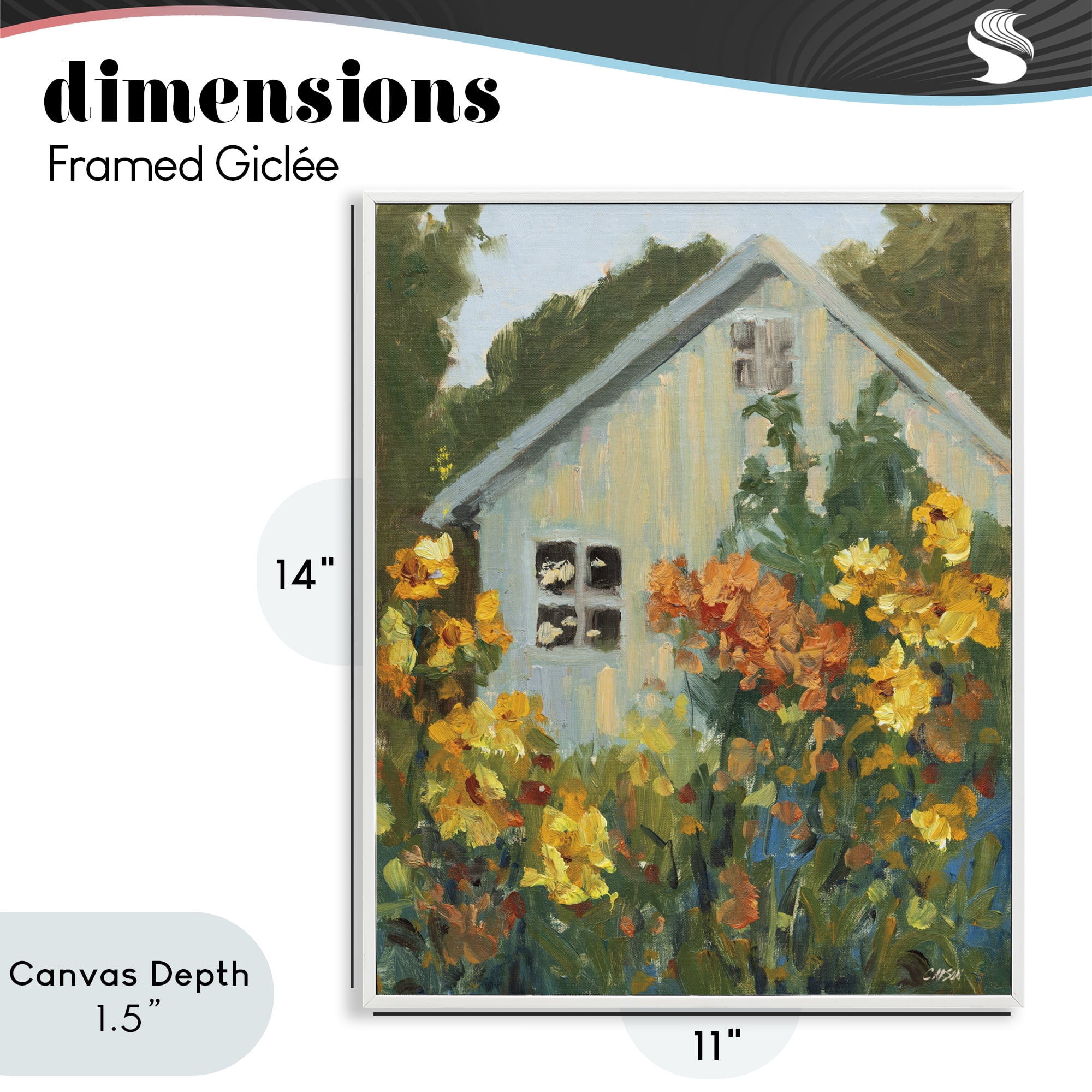 Stupell Industries Sunlit Cottage Garden View White Framed Giclee Art, design by Carson Overstreet
