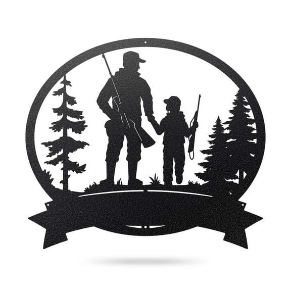 RealSteel Generation Hunting Monogram – Personalized Metal Wall Art for Man Caves & Cabins (Black - 16x18)