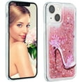 thumbnail image 3 of Case for iPhone 16 Pro Max Case Cute Pink Glitter Luxury Sparkle Liquid for Girls Women Quicksand Clear Soft TPU Protective Phone Case for iPhone 16 Pro Max 6.9" Pink High Heel, 3 of 10