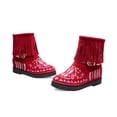 thumbnail image 3 of NECHOLOGY Botas Mujer Adulto Femenino Zapatos Botines de mujer Botines de mujer Moda Retro Borla Botas de estilo nacional Comercio exterior comodidad Punta redonda Tacón cuadrado (Red, 8), 3 of 5